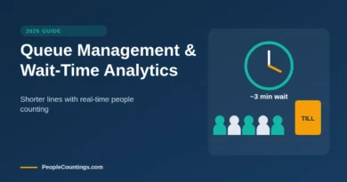 Queue management and wait-time analytics with people counting